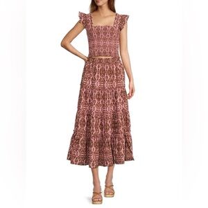 TUCKERNUCK O.P.T Calypso Print Crop Top & Midi Skirt Set NWTs